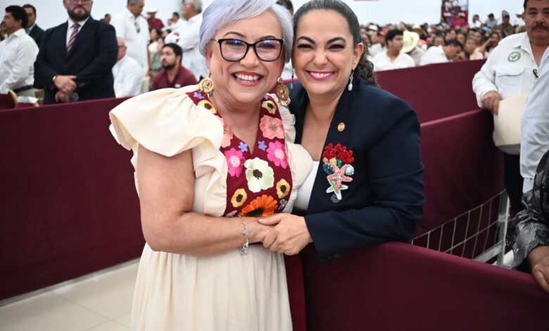 La senadora Olga Sosa Ruíz acompañó al gobernador Américo Villarreal durante los informes de gobierno de Soto la Marina y Aldama, donde se destacaron obras y programas de bienestar.