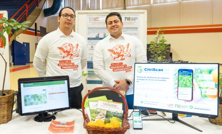 Estudiantes de la UAT desarrollaron CitriScan, una aplicación para detectar plagas en cultivos de cítricos mediante inteligencia artificial.