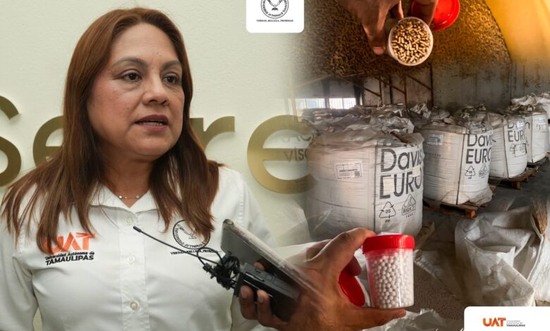 Gloria Sandoval Flores, de la UAM Reynosa Aztlán de la UAT, investiga alternativas para reutilizar alúmina-sílice agotada de plantas criogénicas y convertirla en materiales con potencial para la construcción.