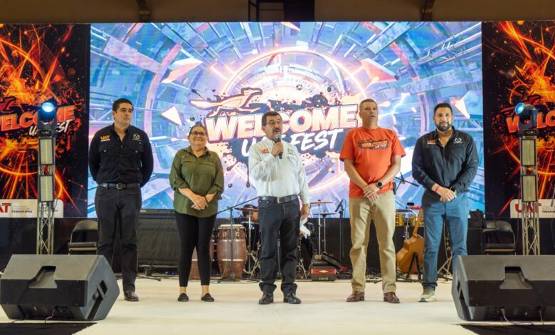El rector Dámaso Anaya Alvarado convivió con estudiantes durante el Welcome UAT Fest 2026 en ciudad Victoria.