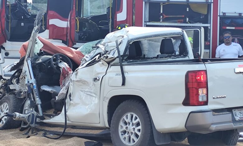 El trabajador de un parque eólico quedó atrapado en su camioneta tras la carambola registrada en la carretera Victoria-Zaragoza.
