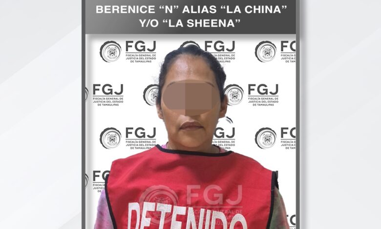 Detienen en Altamira a una ex integrante de la Policía Estatal por su probable participación en el homicidio de 19 migrantes en Camargo, en 2021.