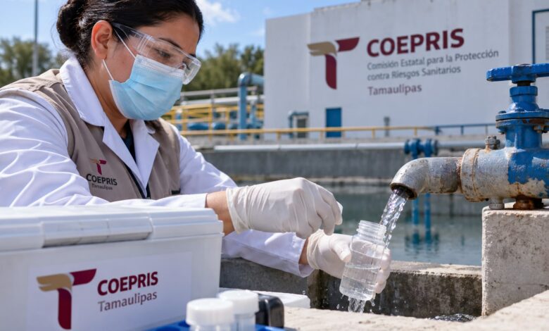 Coepris mantiene la vigilancia sanitaria del agua para consumo humano en Tamaulipas y reporta una cobertura de cloración del 97%.