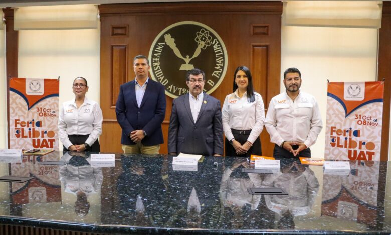 El rector Dámaso Anaya Alvarado presentó el programa de la Feria del Libro UAT 2026, que se realizará del 31 de octubre al 8 de noviembre en Tampico.