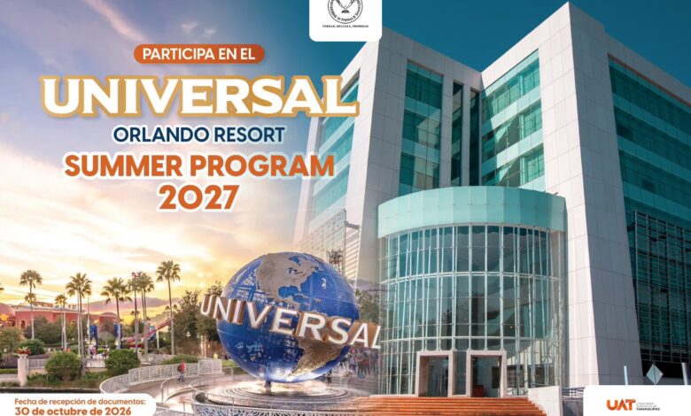 La UAT convoca a sus estudiantes a participar en el programa Universal Orlando Resort Summer 2027, que ofrece una estancia laboral de dos a tres meses en Estados Unidos.