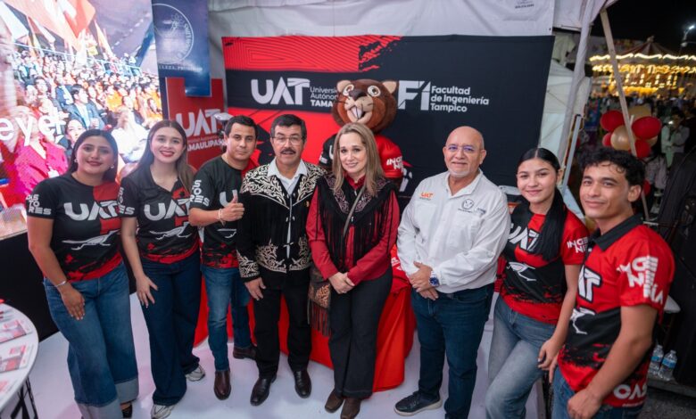 Dámaso Anaya recorrió el pabellón de la UAT durante la inauguración de la Feria Tamaulipas 2026, donde la Universidad presenta su oferta académica y cultural.